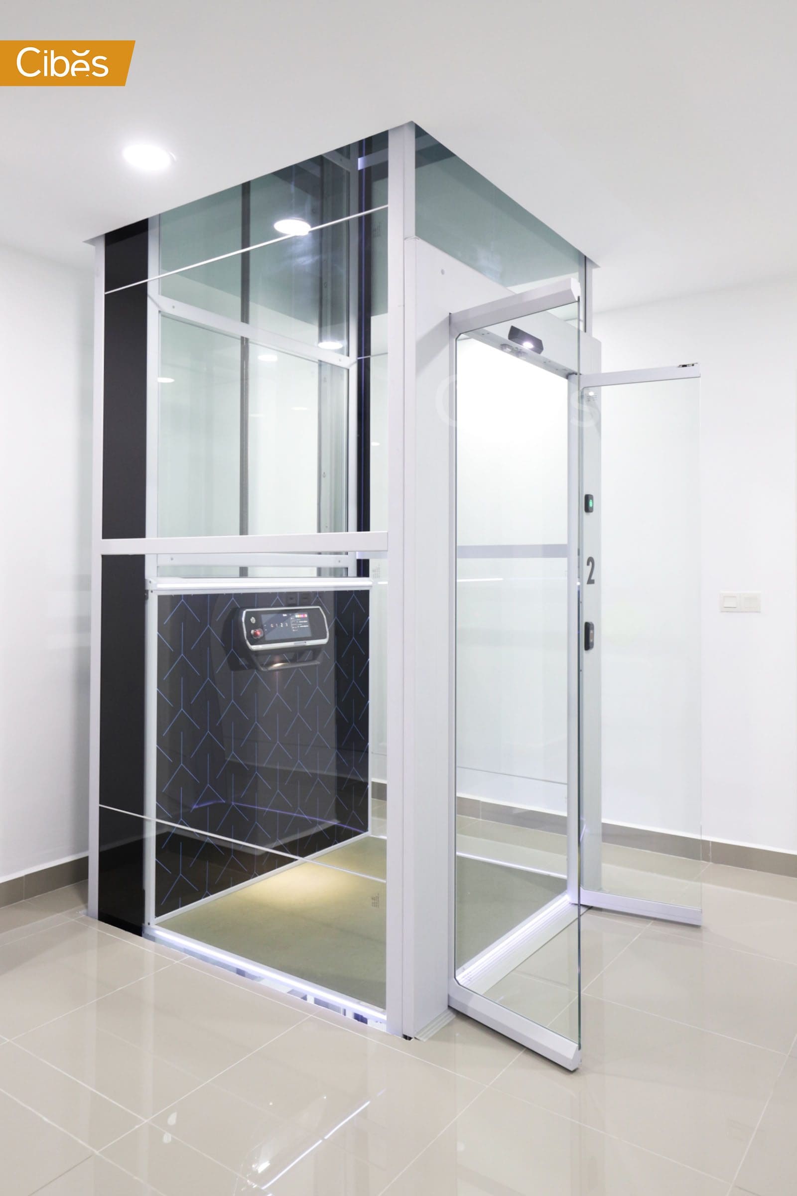 Pitless Cibes glass home elevator.